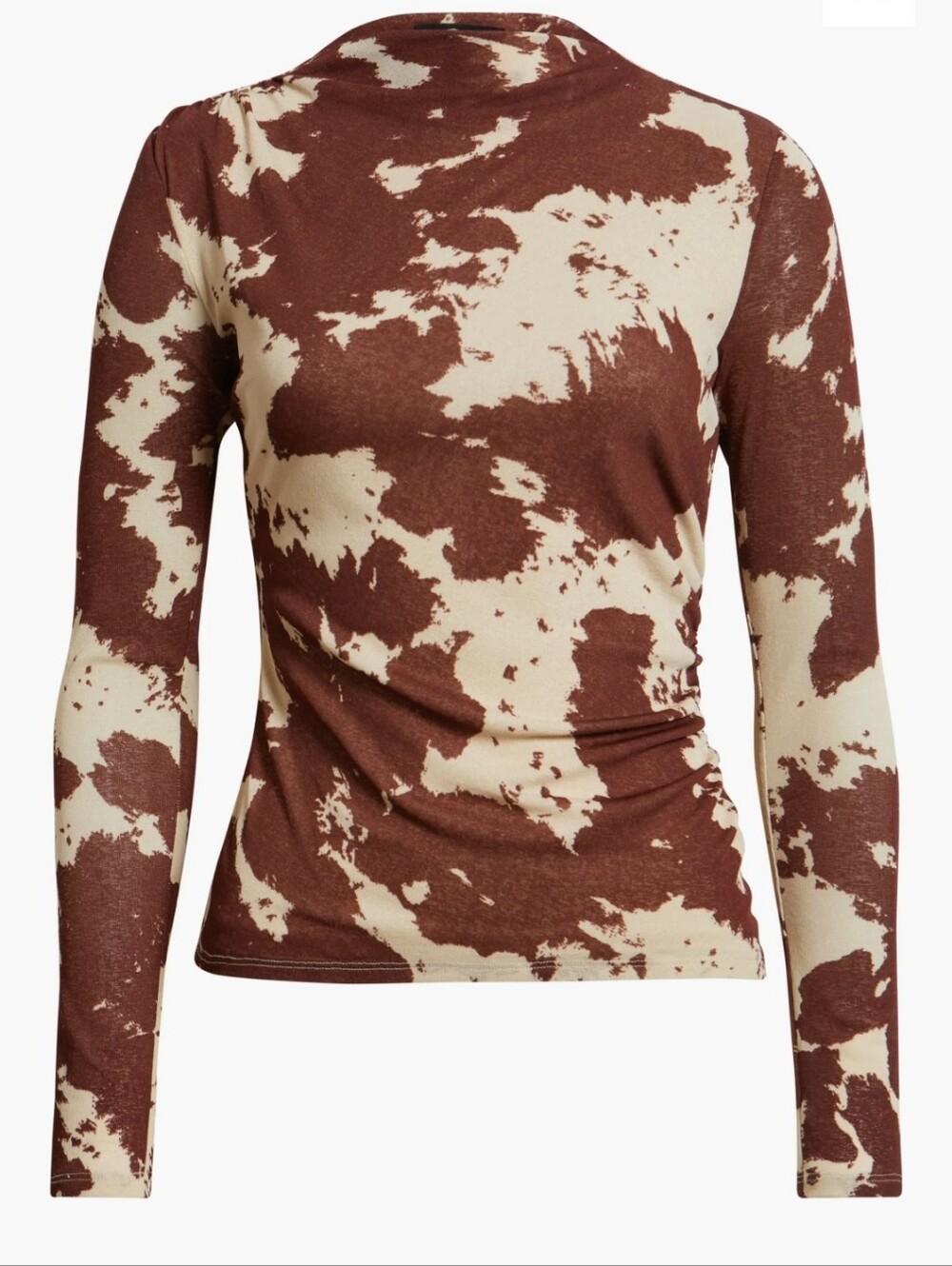 Rails The Joelle Cow Print Ruched Mock Neck Top